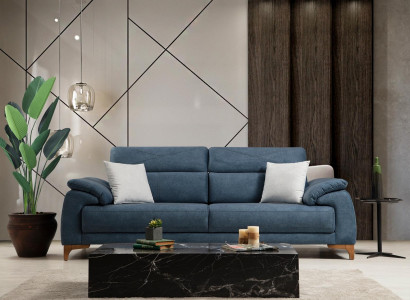 Sofa Couch Living room Modern Furniture Three Seater Blue Upholstered Sofa Design